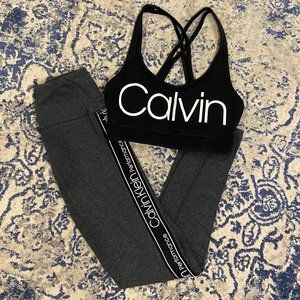 Calvin Klein Performance Stretch Workout Matching Set - Sports Bra/Leggings, XS
